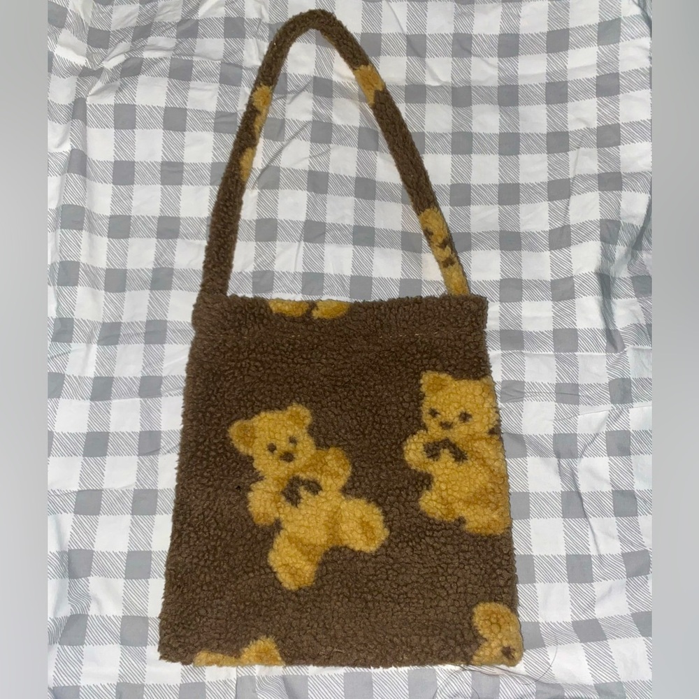 Brown Sherpa Teddy Bear Shoulder Bag
